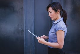 woman with tablet